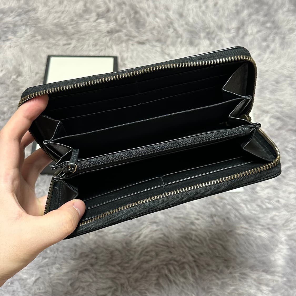 [풀구성] 구찌 GG 마몬트 마틀라세 장지갑 블랙 상품이미지4