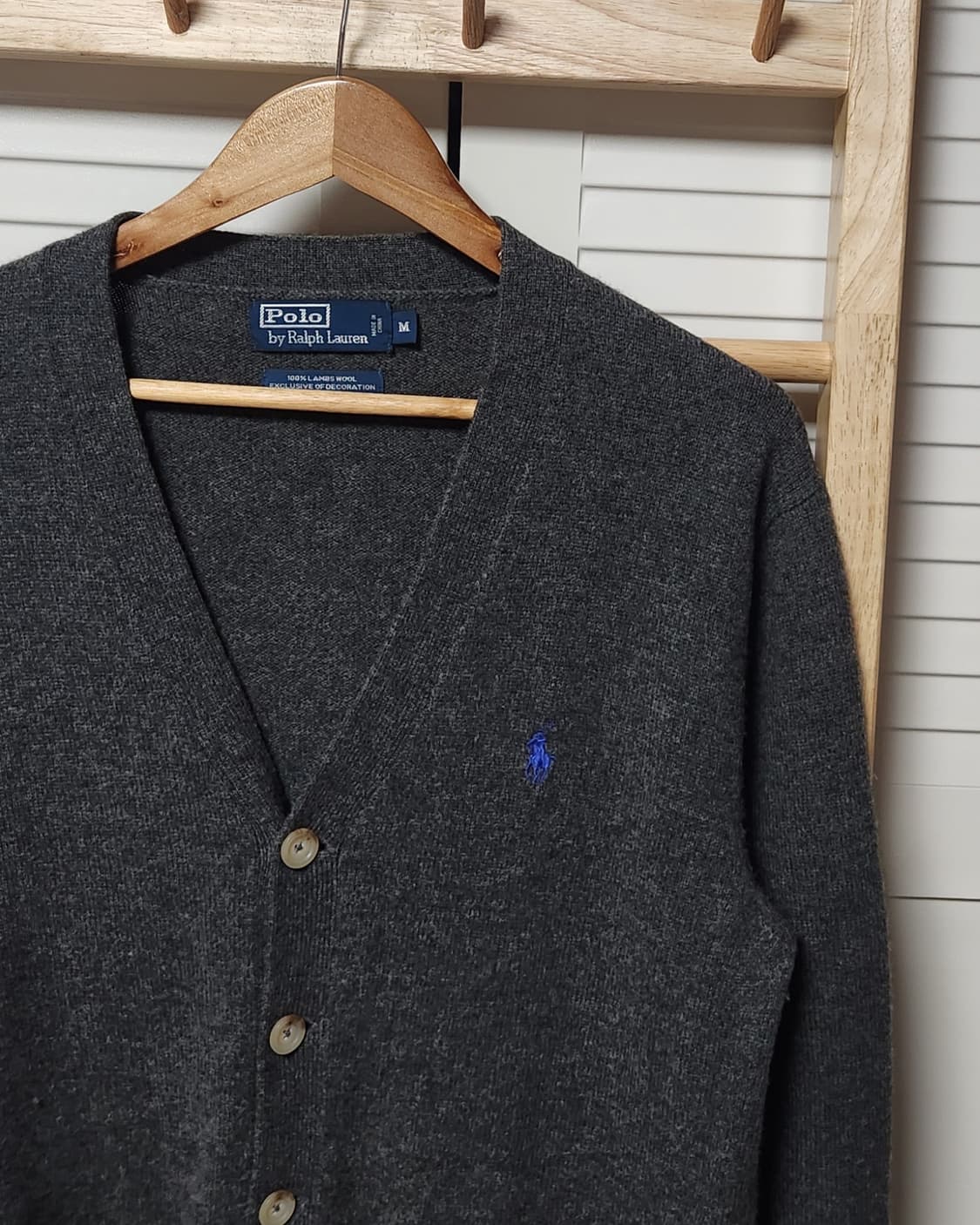 Polo 폴로 랄프로렌 로고 차콜 램스울 니트 가디건 상품이미지3