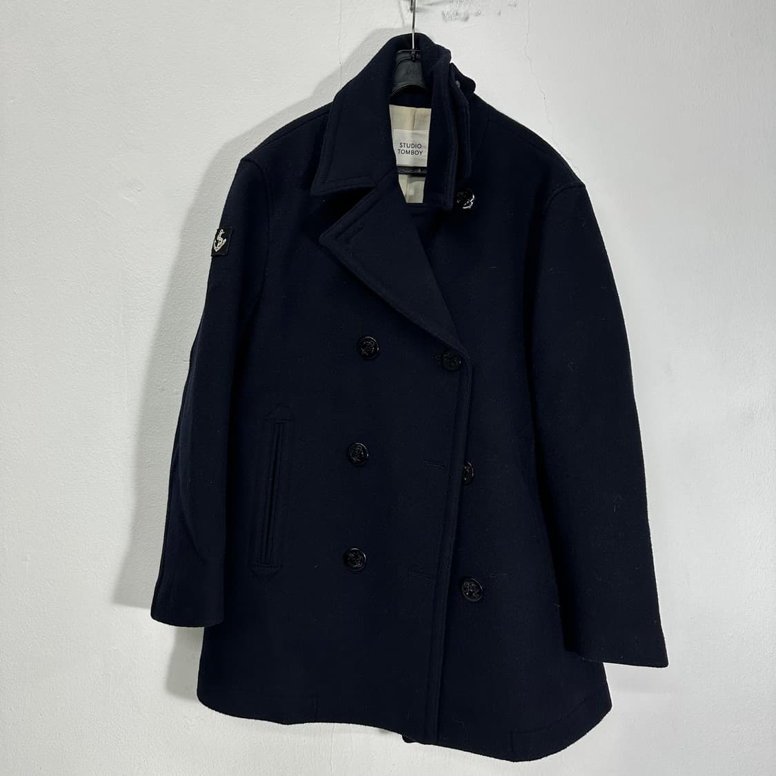 우먼M-L 스튜디오톰보이 다크네이비 오버핏 울 해군피코트 상품이미지1