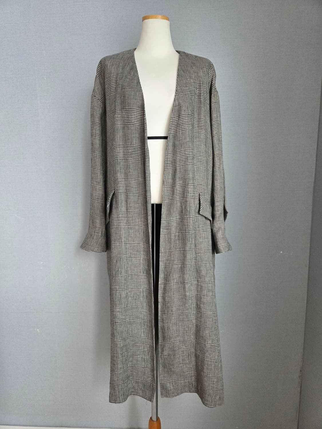 베네통 마 체크 롱코트 상품이미지3