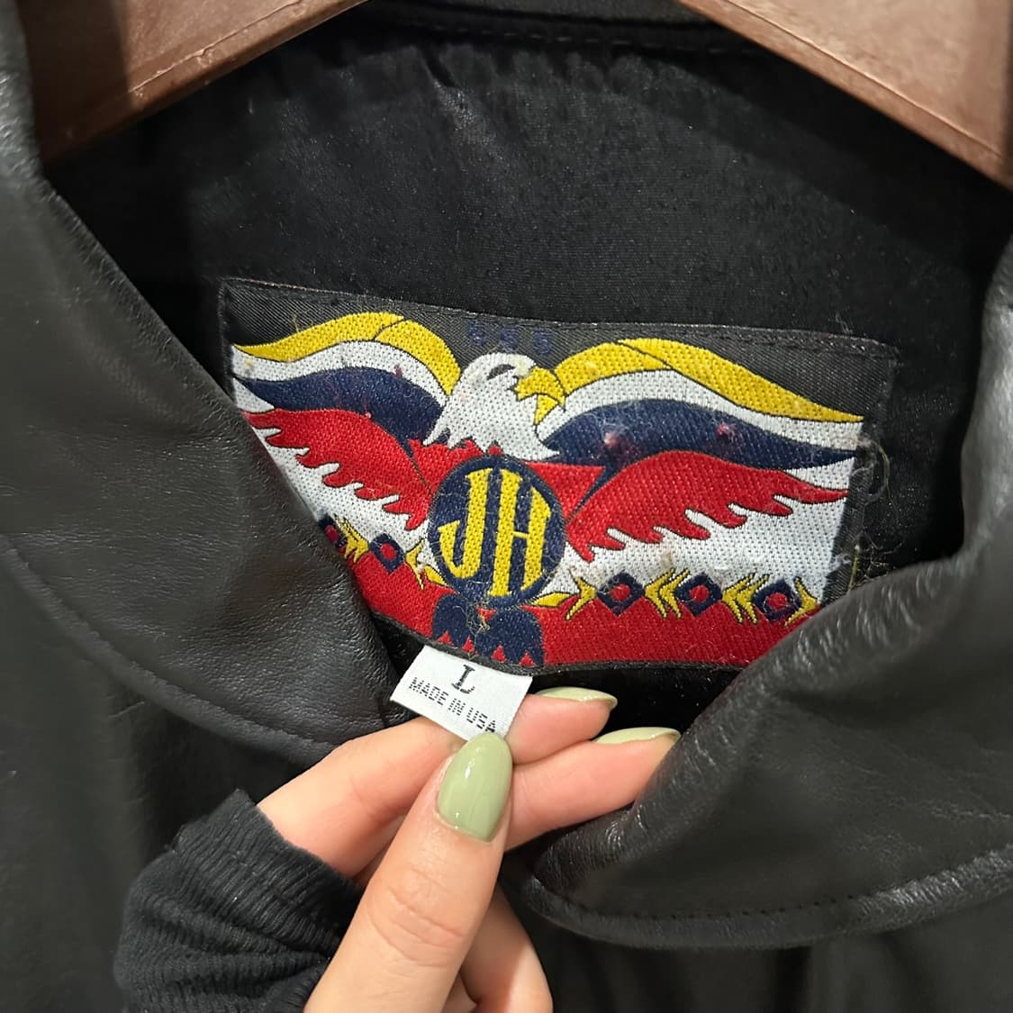 나스카 가죽 레더 블루종 자켓 후면 빅 레터링 로고 투포켓 디테일 블랙 상품이미지6