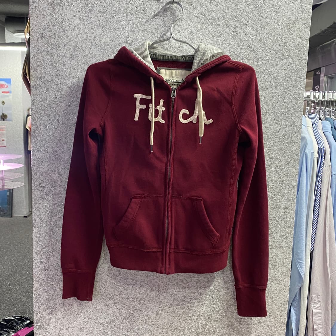 아베크롬비 빅로고 버건디 후드집업 B3318 상품이미지2