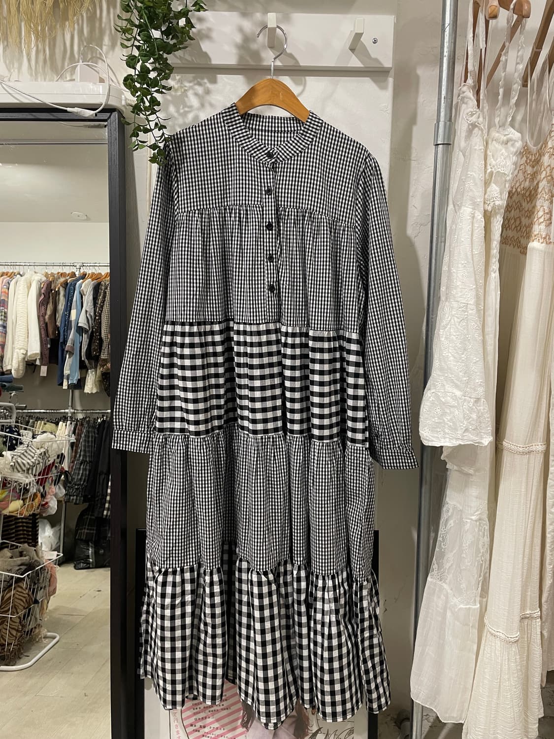 패치 체크 롱원피스 상품이미지7