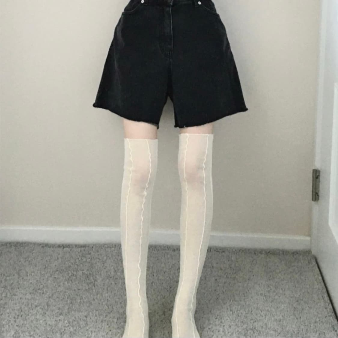 샵페어리 니삭스 interlock knee socks 아이보리 상품이미지1