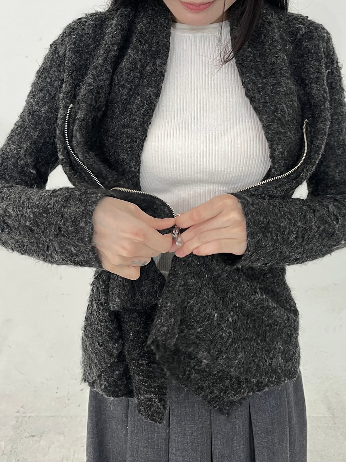 Draped 2way zip knit cd 상품이미지3