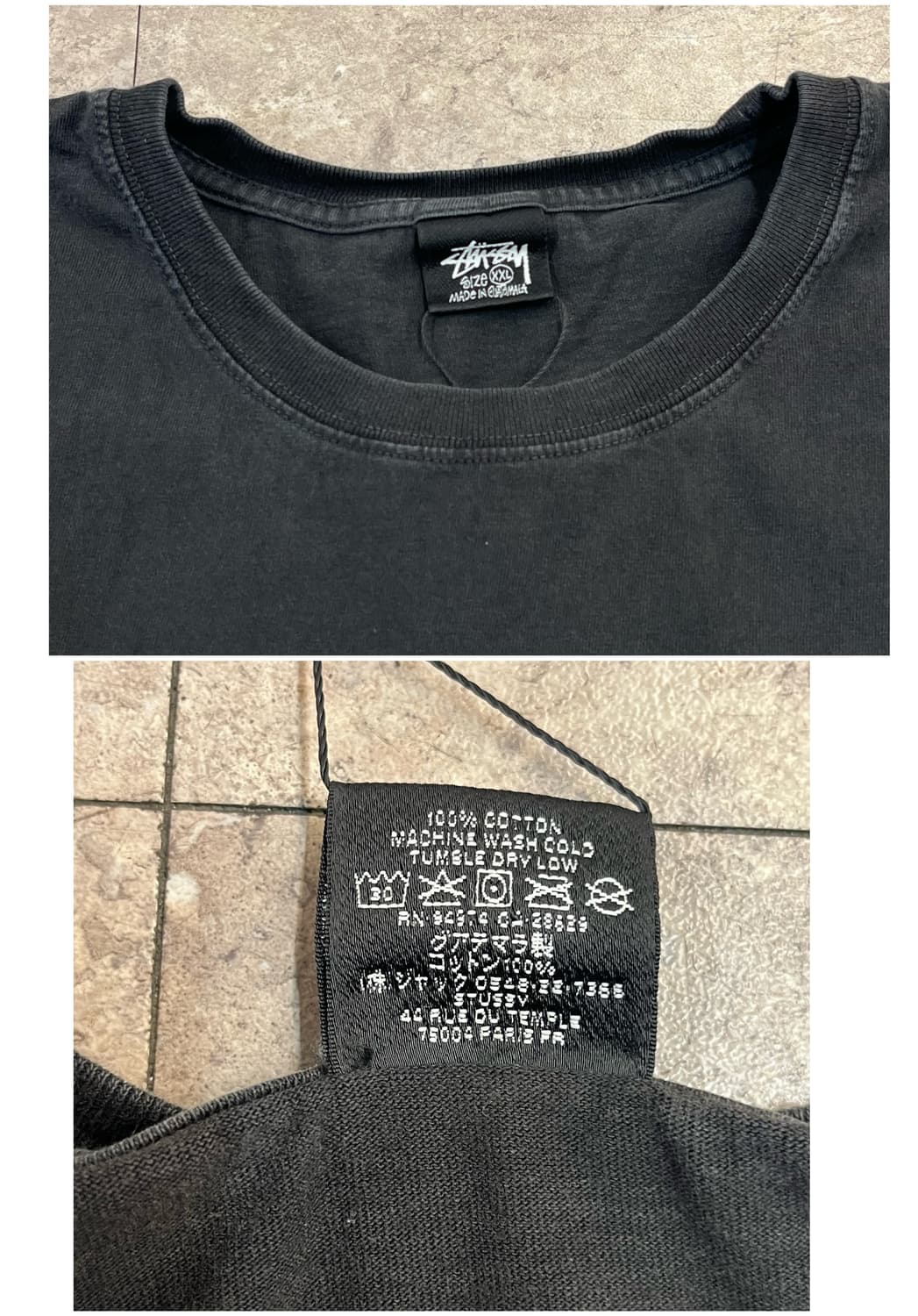 스투시 스트라이크 피그먼트 다이드 반팔티 블랙 2XL #csz3846 상품이미지3