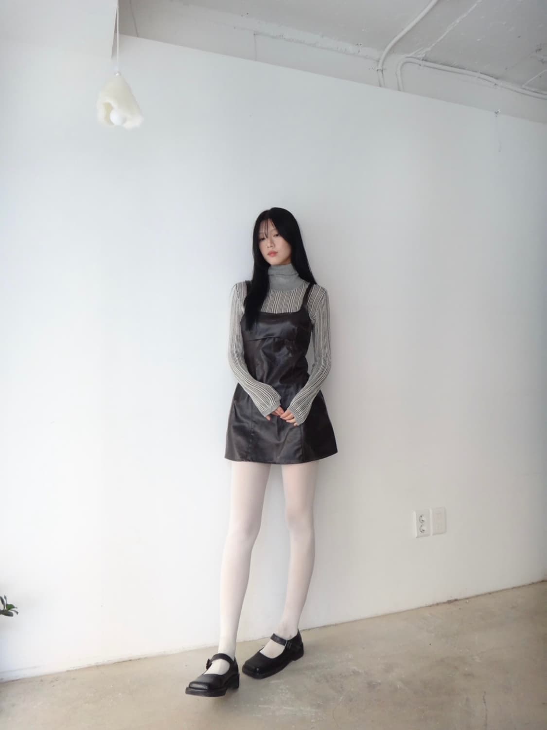 Leather layered mini ops / burgundy 상품이미지4