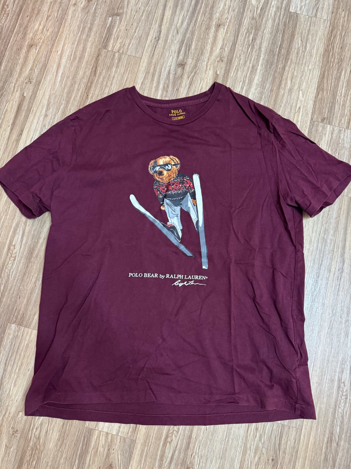 폴로 랄프로렌 곰돌이 버건티 티셔츠 해외 L 상품이미지1
