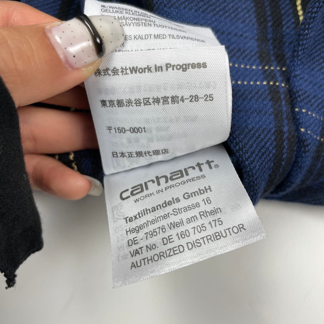칼하트 블루 그레이 체크 후드 셔츠 상품이미지8