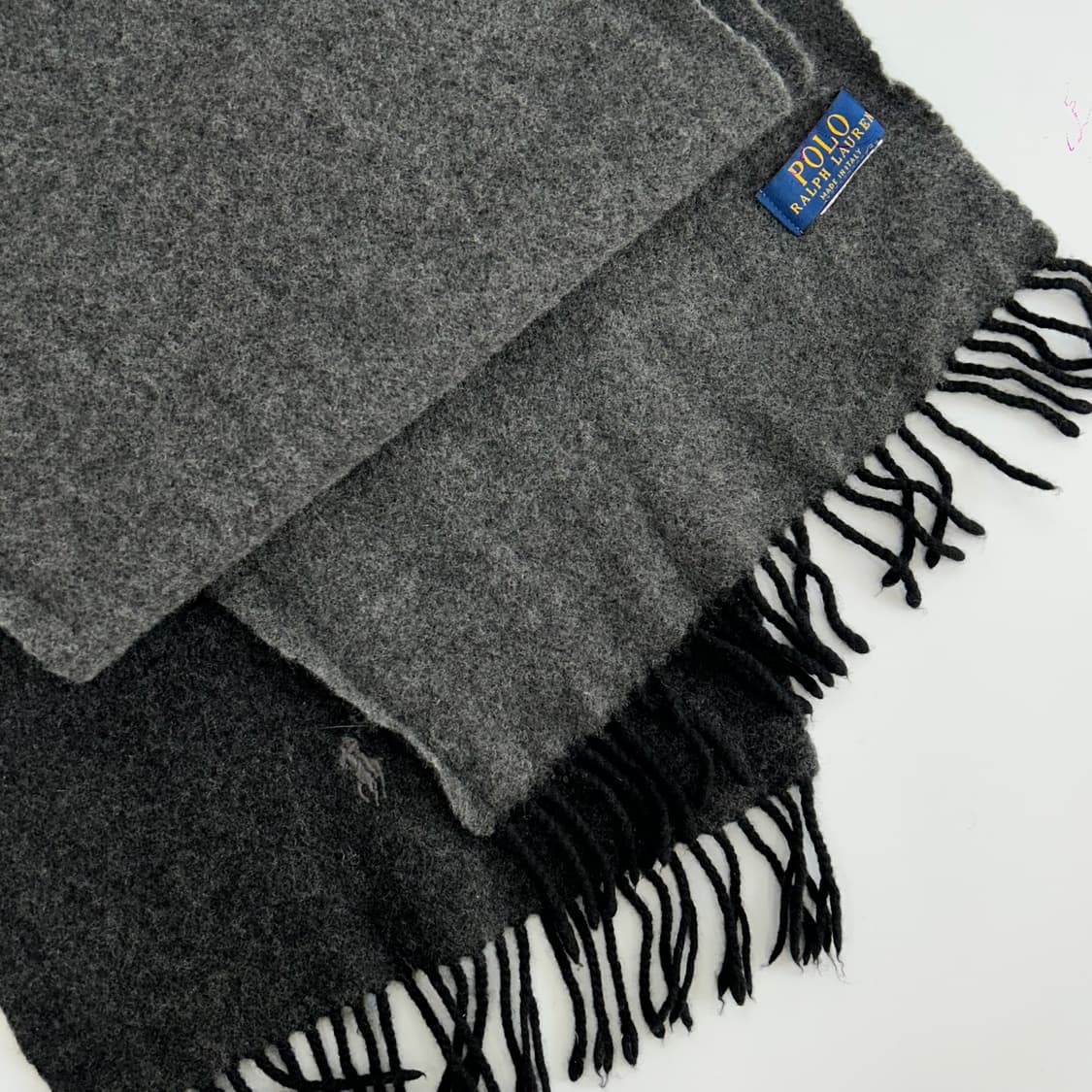Polo 폴로 차콜포니 차콜그레이 배색 목도리  상품이미지4