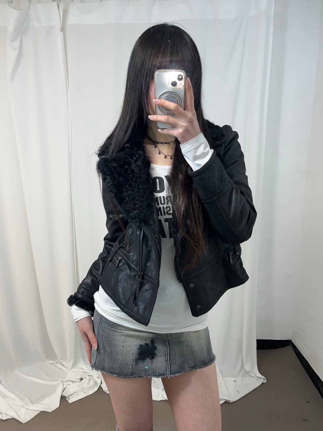 블랙 리얼 램퍼 무스탕 상품이미지3