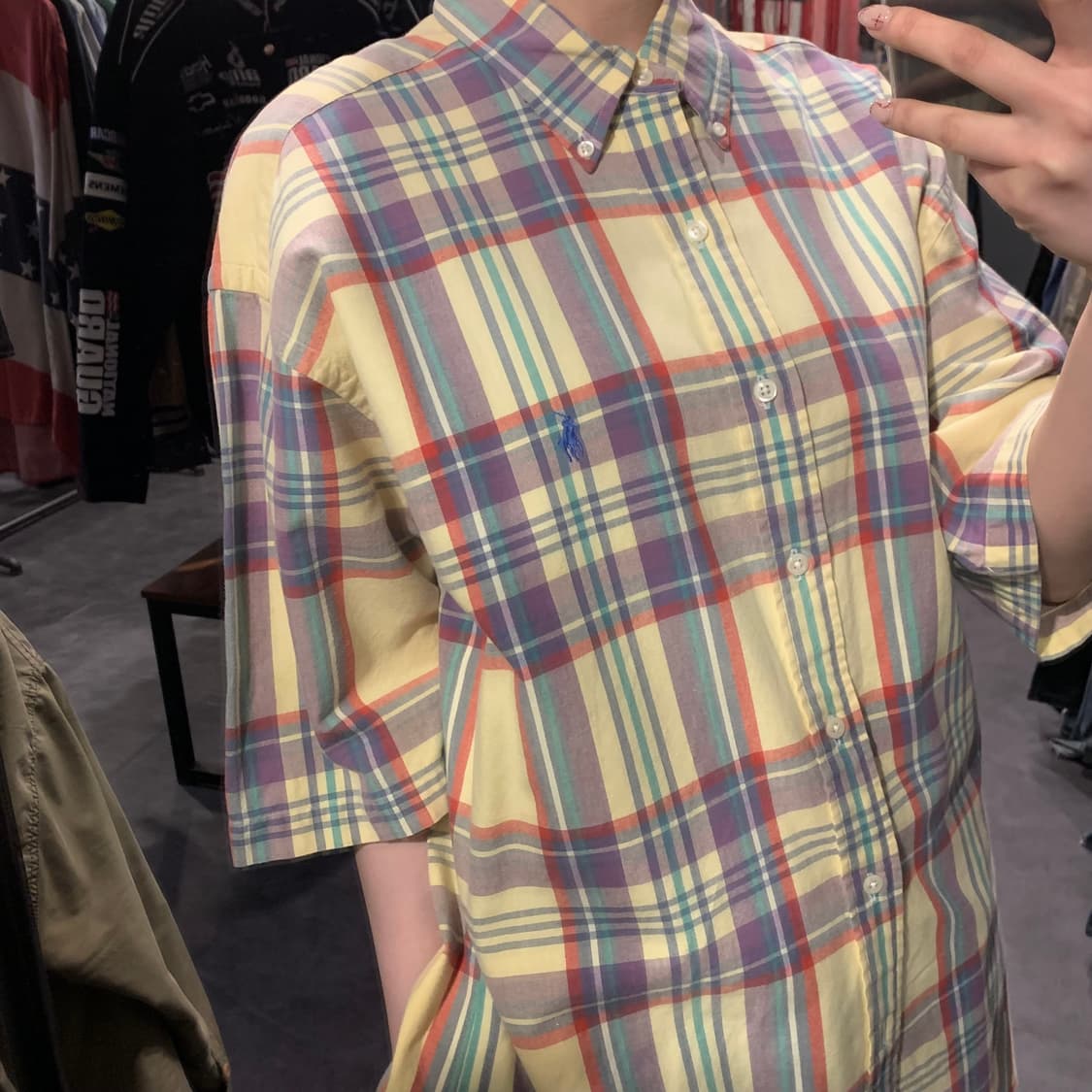 [IM]] 폴로 랄프로렌 체크 반팔 셔츠 옐로우 상품이미지3