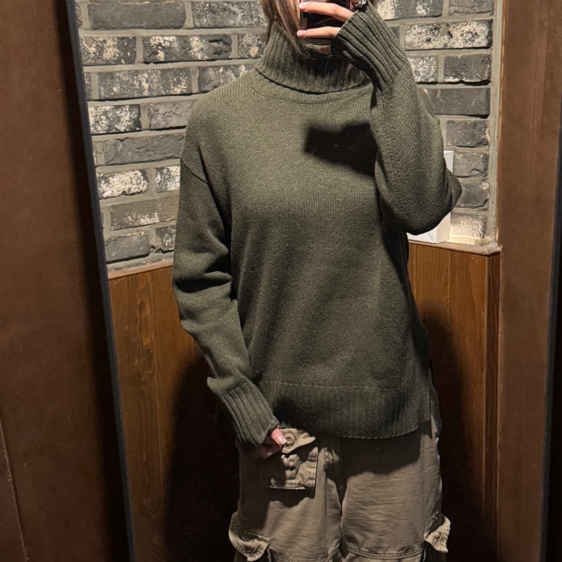 S) 폴로 랄프로렌 올리브 카키 터틀넥 니트 스웨터 울 캐시미어 상품이미지9