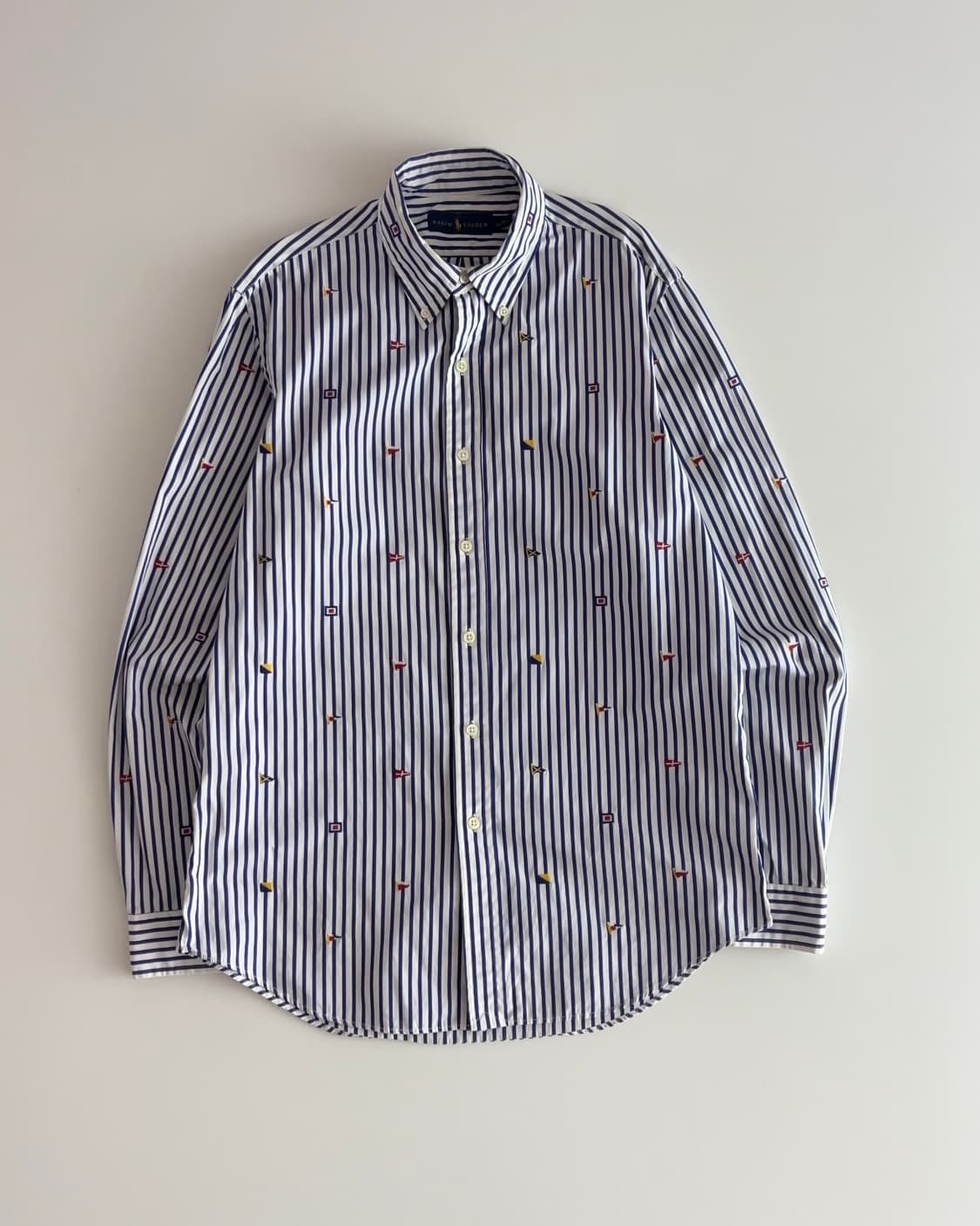 폴로 랄프로렌 플래그 자수 스트라이프 셔츠 M 상품이미지1