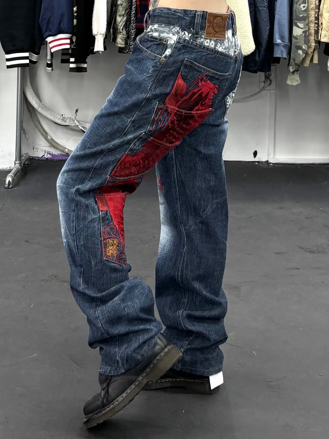 카라쿠리 타마시 오리엔탈 잉어 데님팬츠 상품이미지4