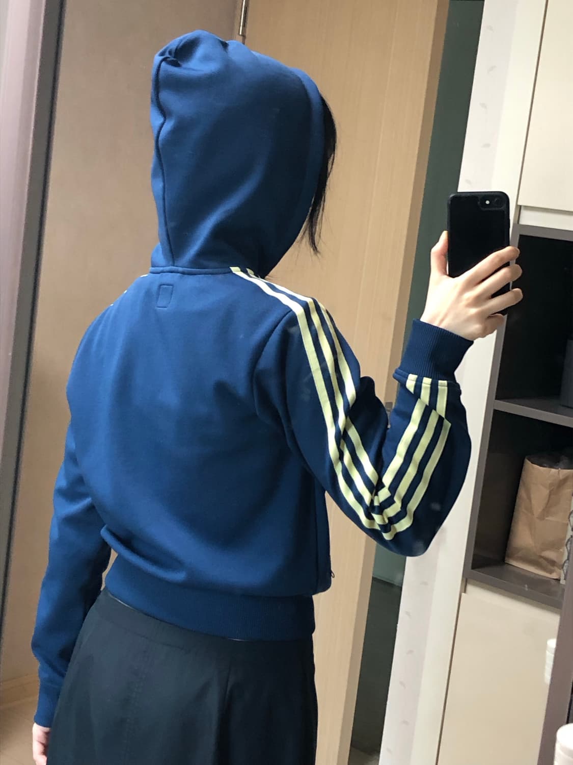 L 아디다스 후드집업 져지 자켓 연노랑 짙은파랑 네이비 상품이미지10