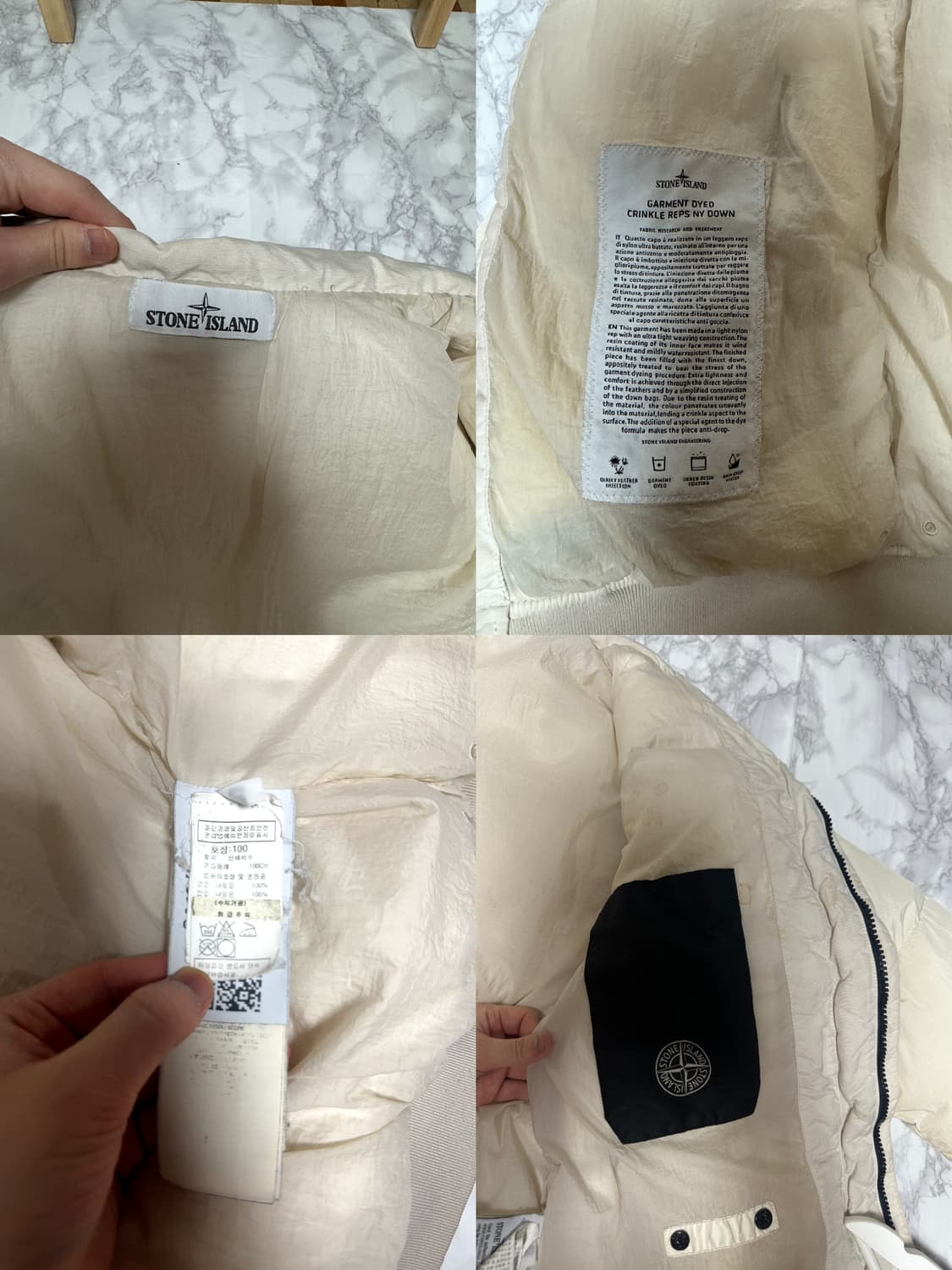 스톤아일랜드 크링클랩스 아이보리x화이트 숏패딩 자켓 상품이미지5