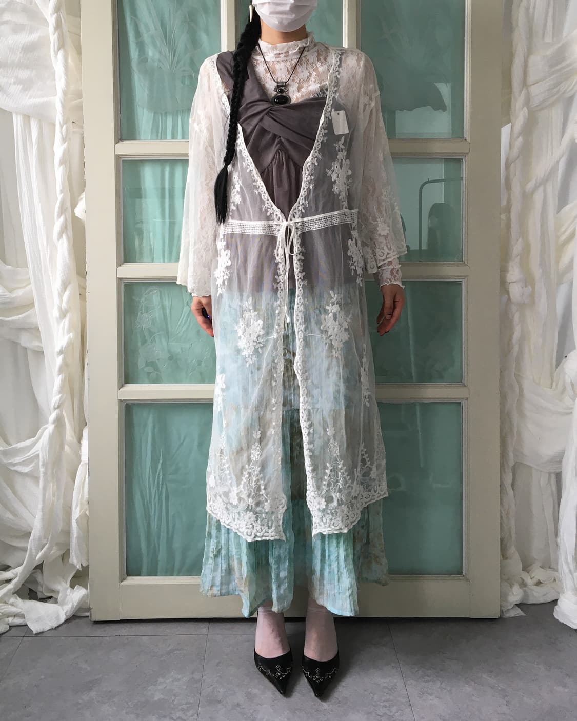 Ornament mood lace long cardigna 상품이미지8