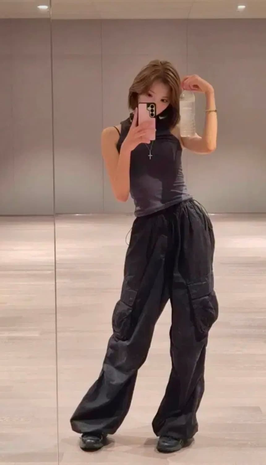애즈이프캘리 파라슈트 카고 팬츠 블랙 상품이미지2