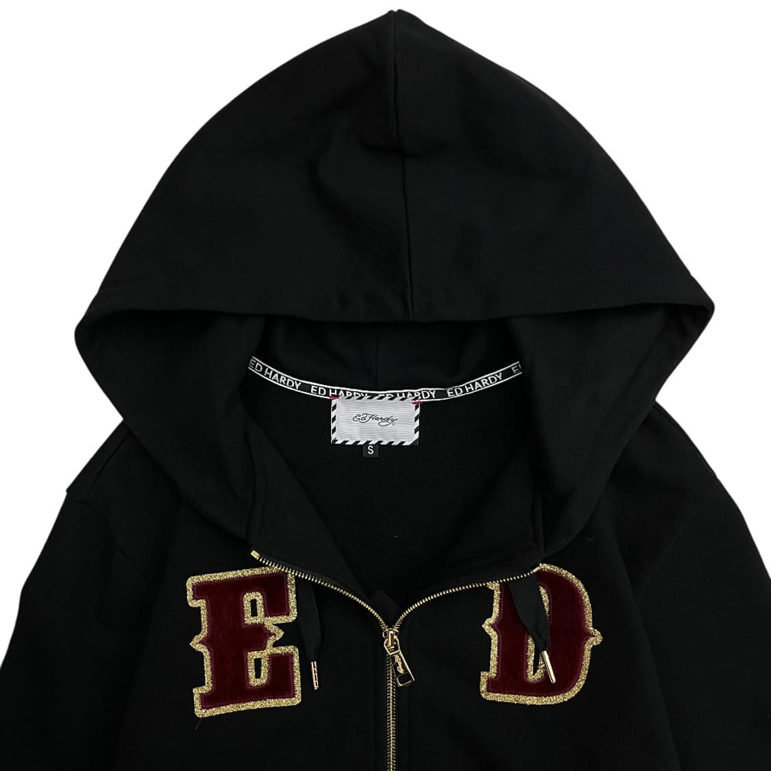 에드하디 골드포인트 크롬맛 블랙 후드집업 S 상품이미지5