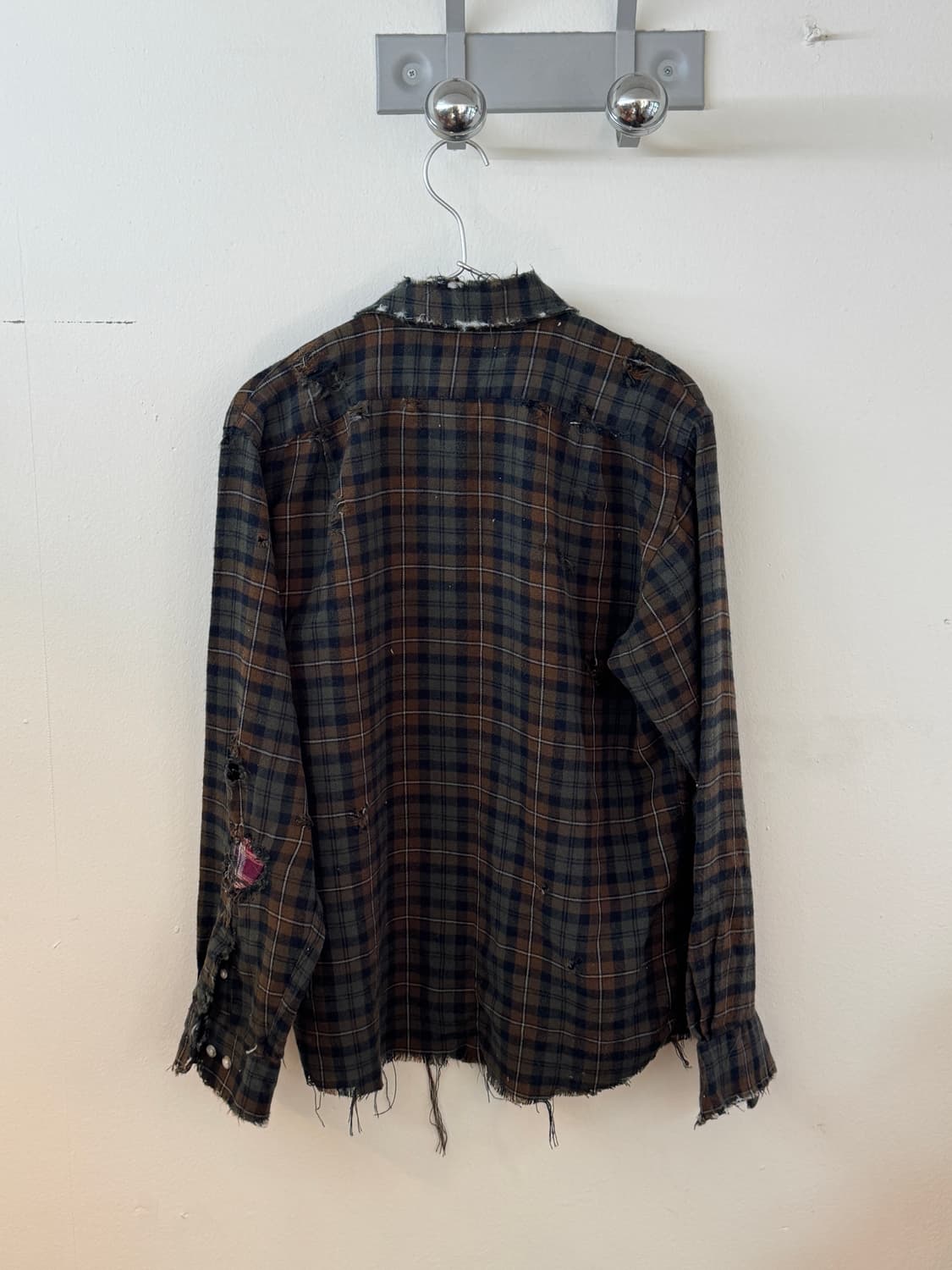 80s flannel repair button up shirt 상품이미지6