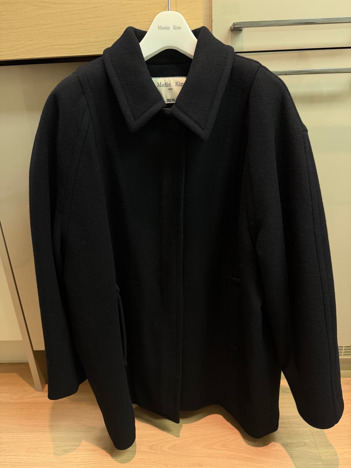 마뗑킴 래글런 울하프코트 네이비 상품이미지3