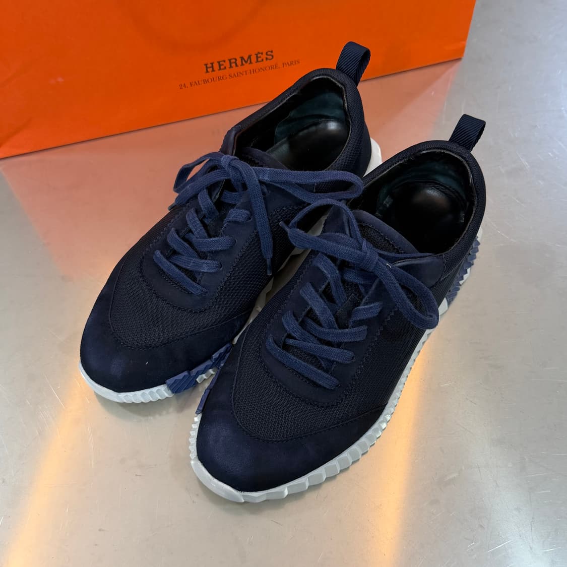 [리오브] 에르메스 바운싱 네이비 메쉬 스웨이드 스니커즈 상품이미지2