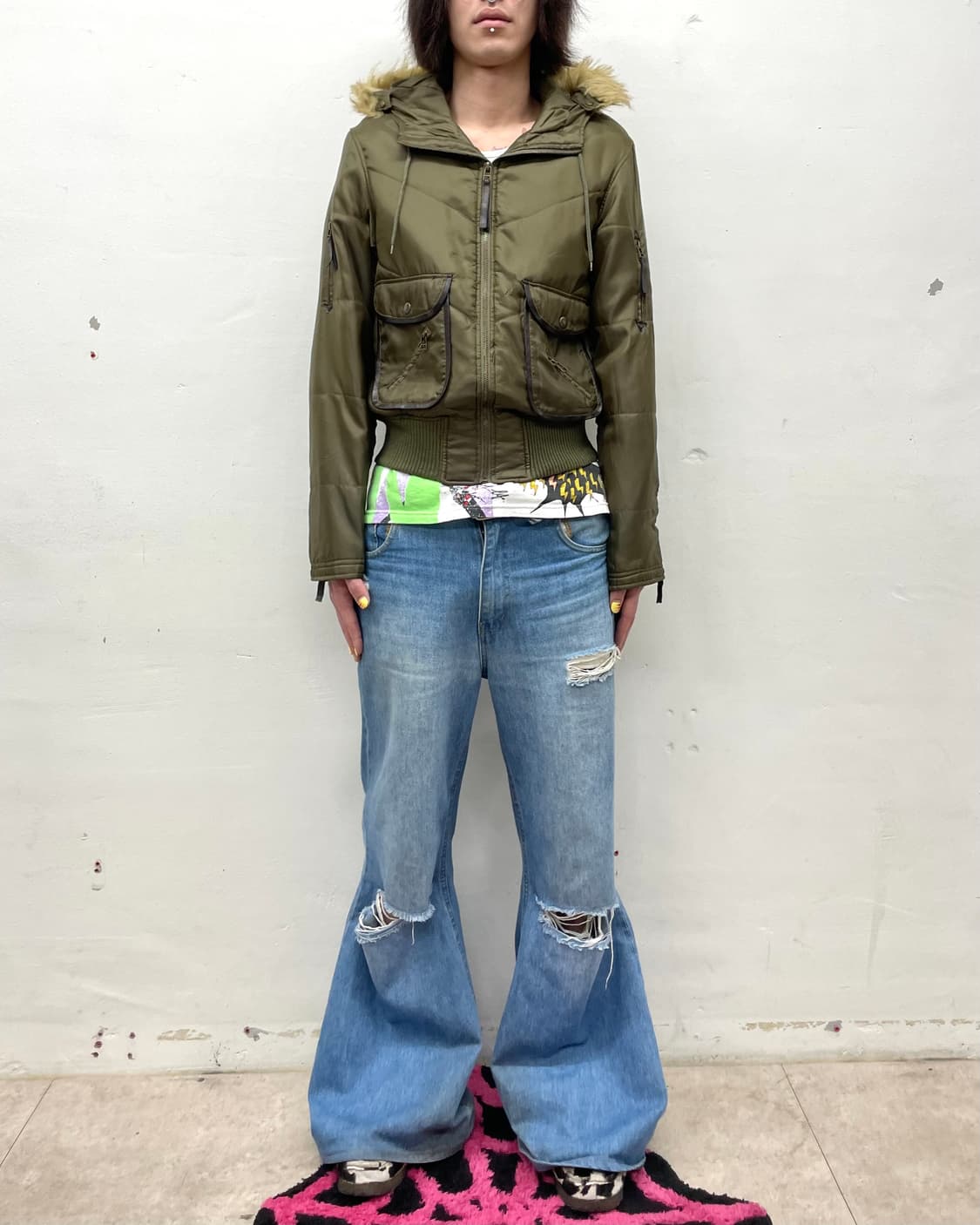 Two-Pocket Glossy Khaki Padded  상품이미지6