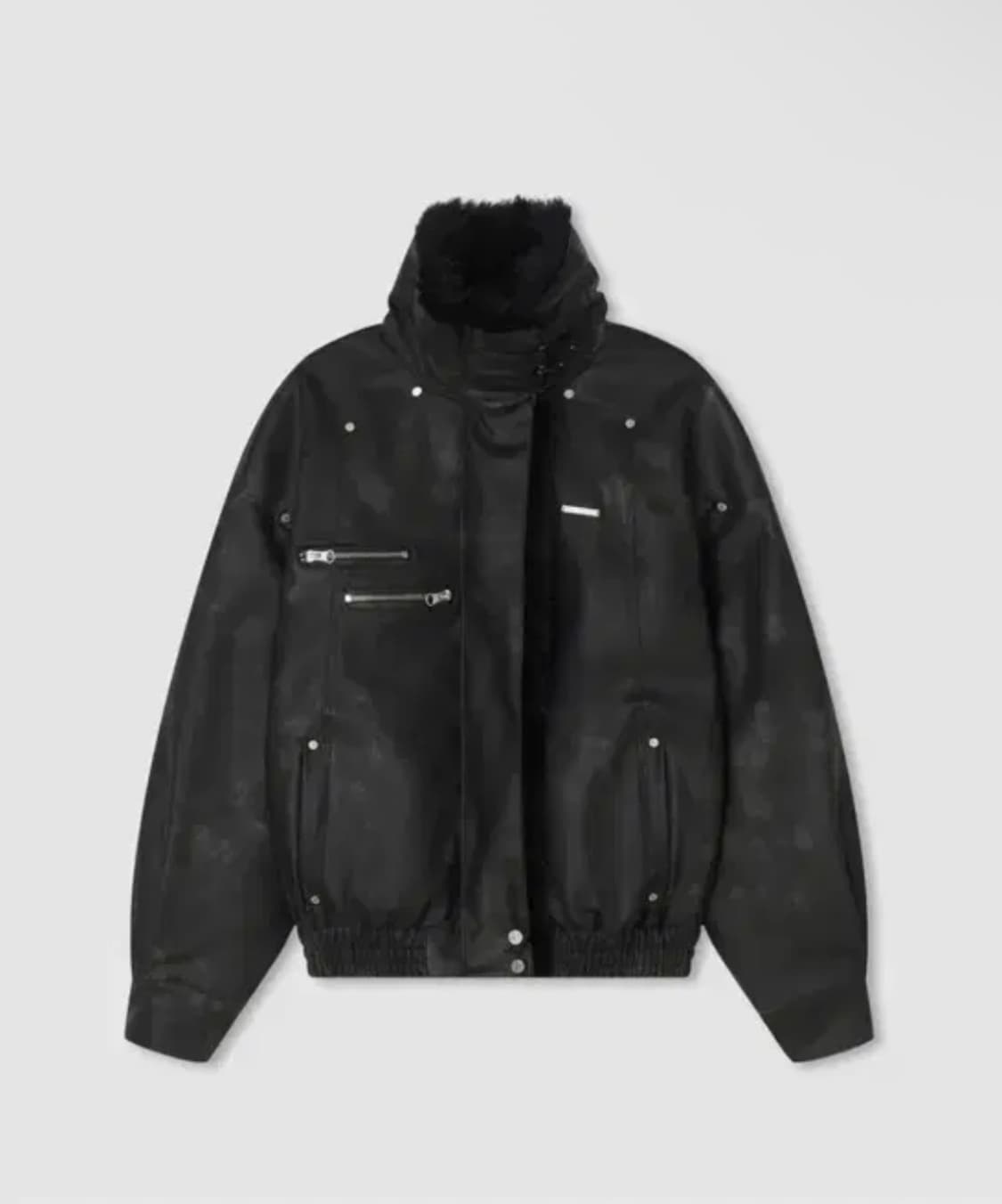 에트오소메 피그먼트 무스탕 퍼 점퍼 블랙 상품이미지2