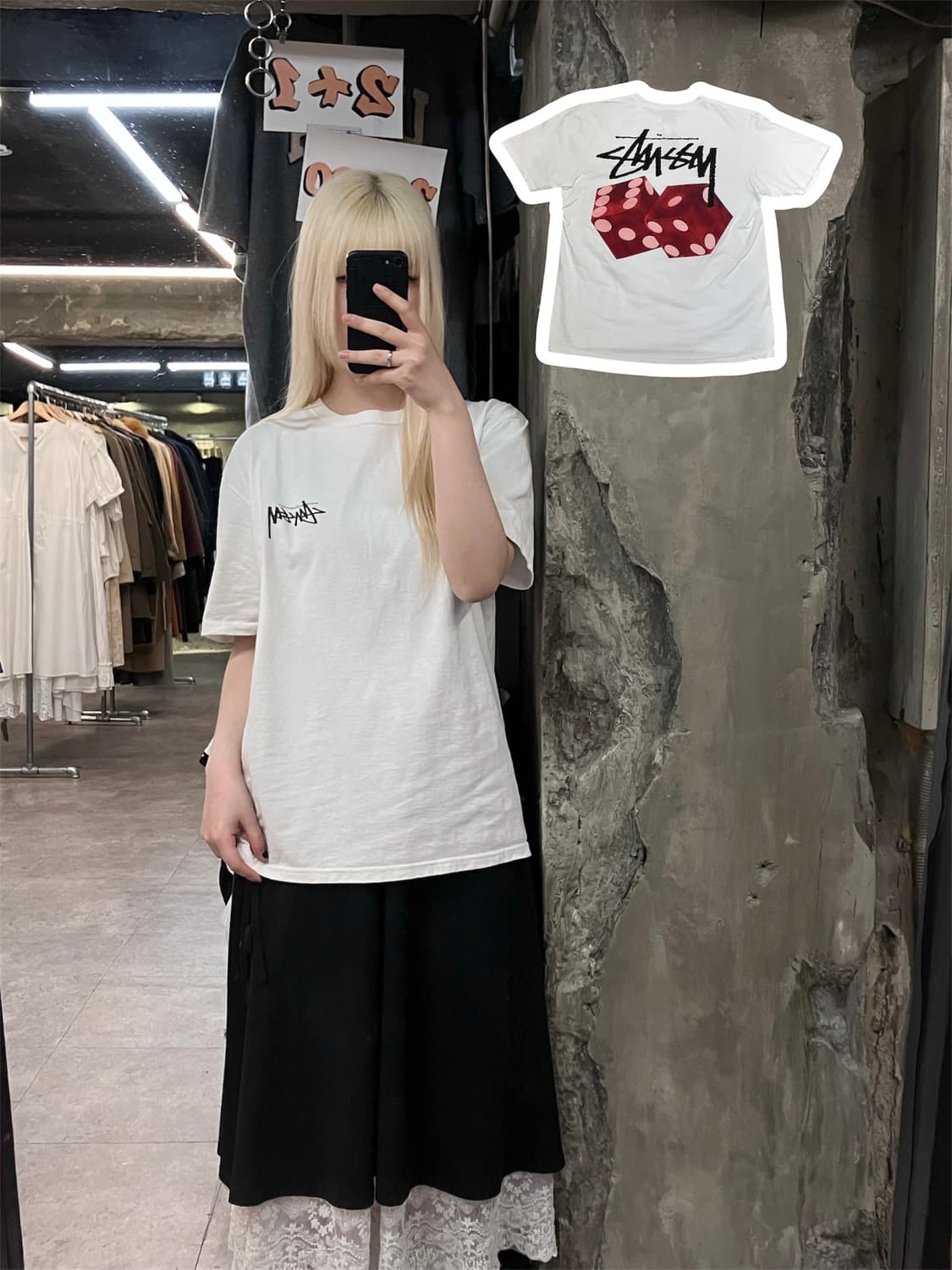 스투시 프린팅 반팔 티셔츠 화이트 M   #csz3983 상품이미지1