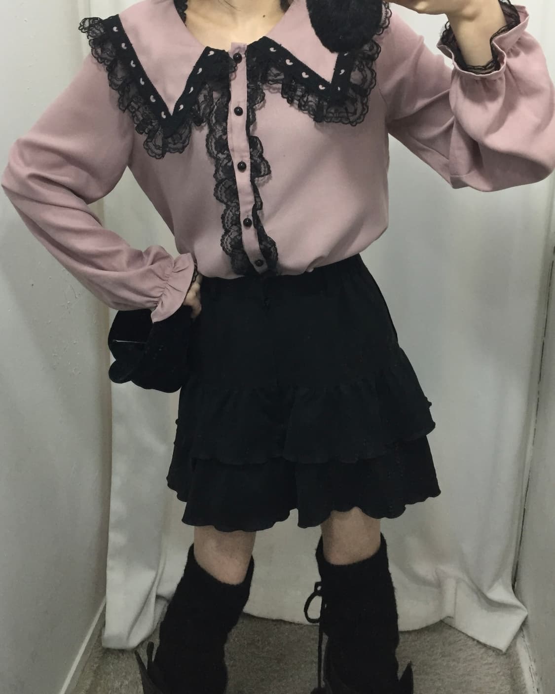 MA*RS 마즈  블랙레이스 카라 블라우스 세트 💖 상품이미지3