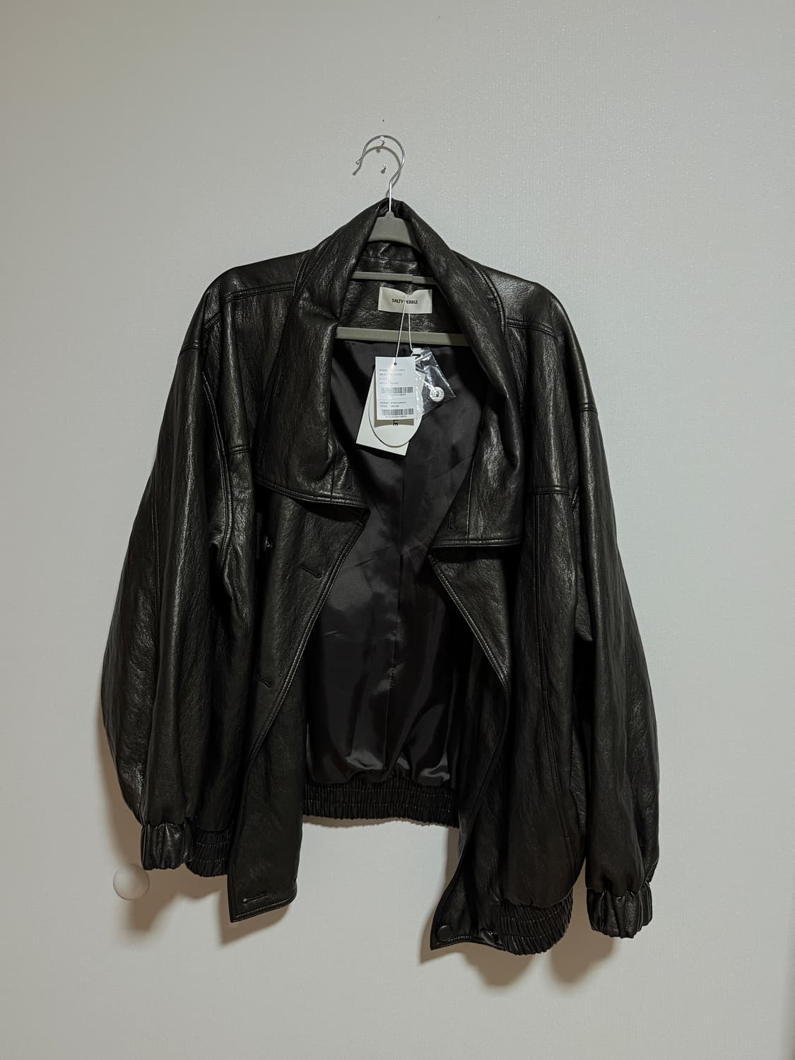 솔티페블 SALTY PEBBLE 더블 버튼 레더 자켓 브라운 새상품 상품이미지5