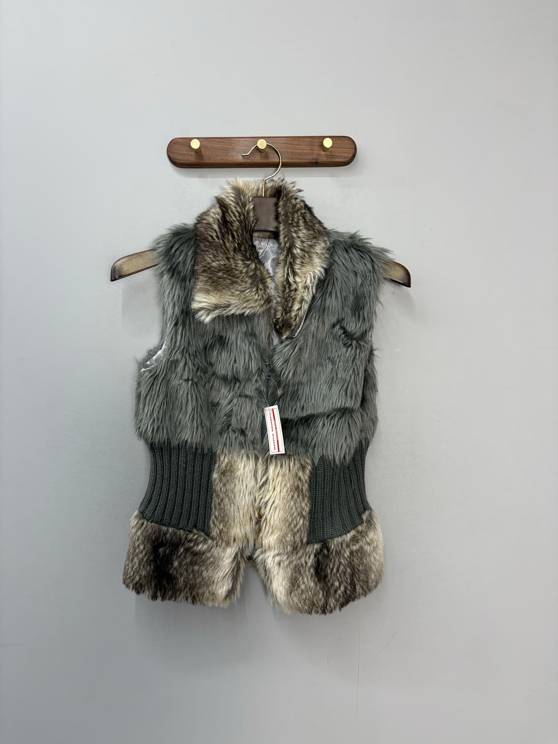 빈티지 그레이 브라운 모피 털 니트 베스트 A2792 상품이미지2