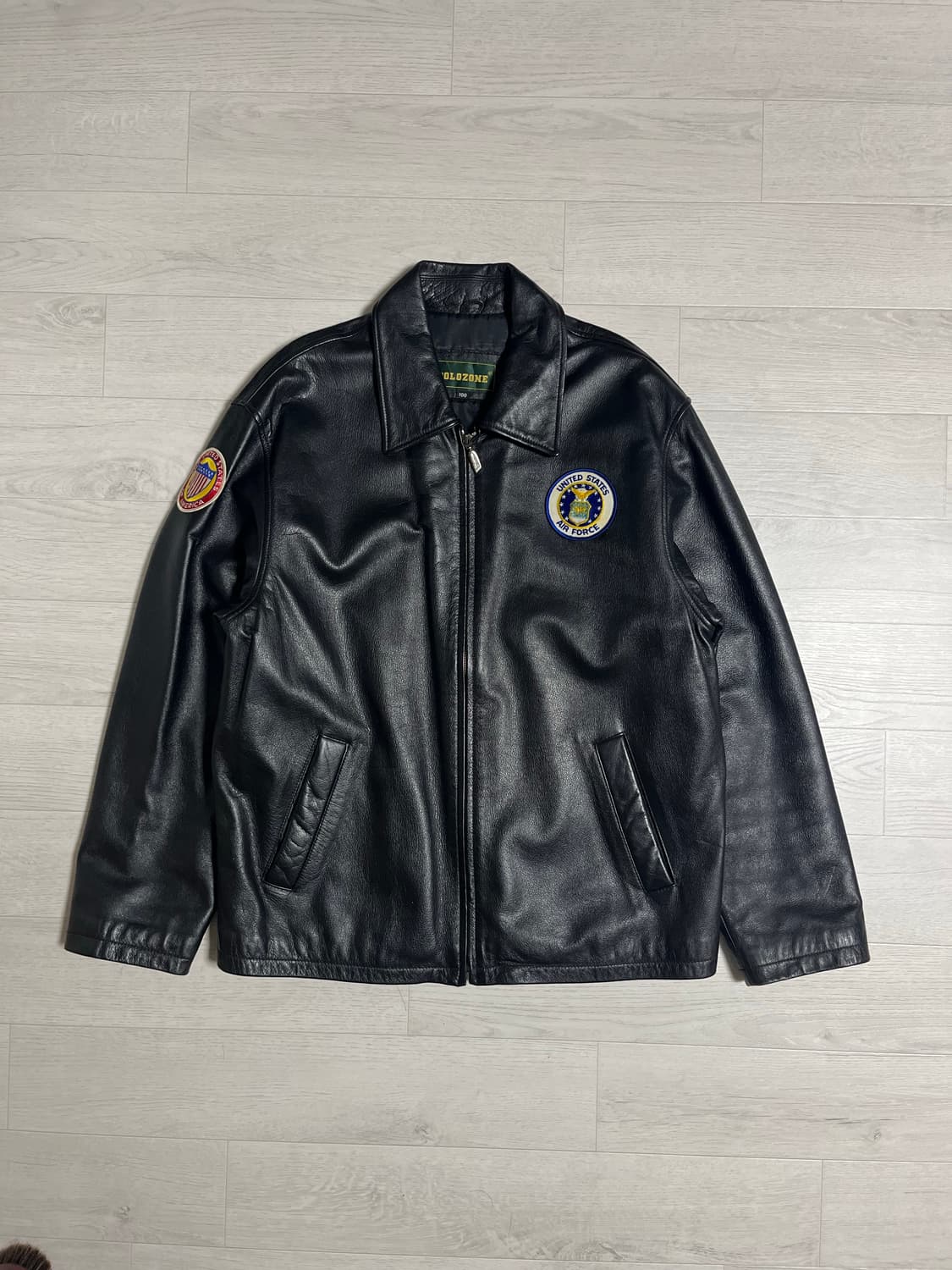 USA Airforce 패치 리얼레더 자켓 상품이미지1