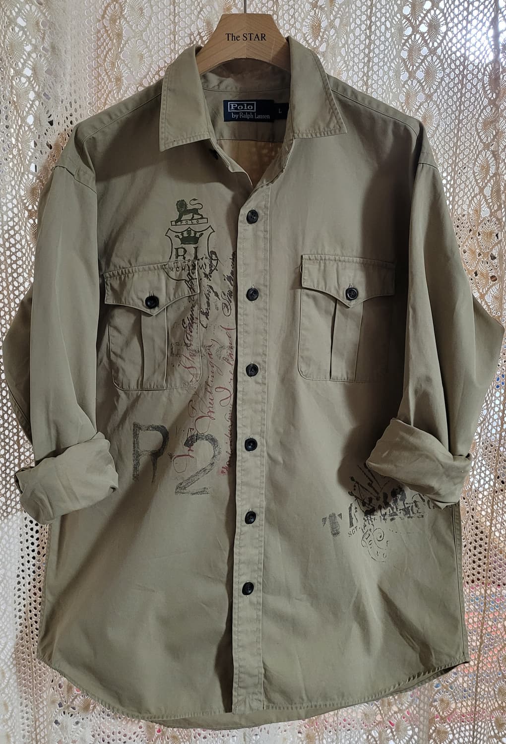 폴로 랄프로렌 남성 사파리 카멜 칼라 남방(L) 상품이미지6