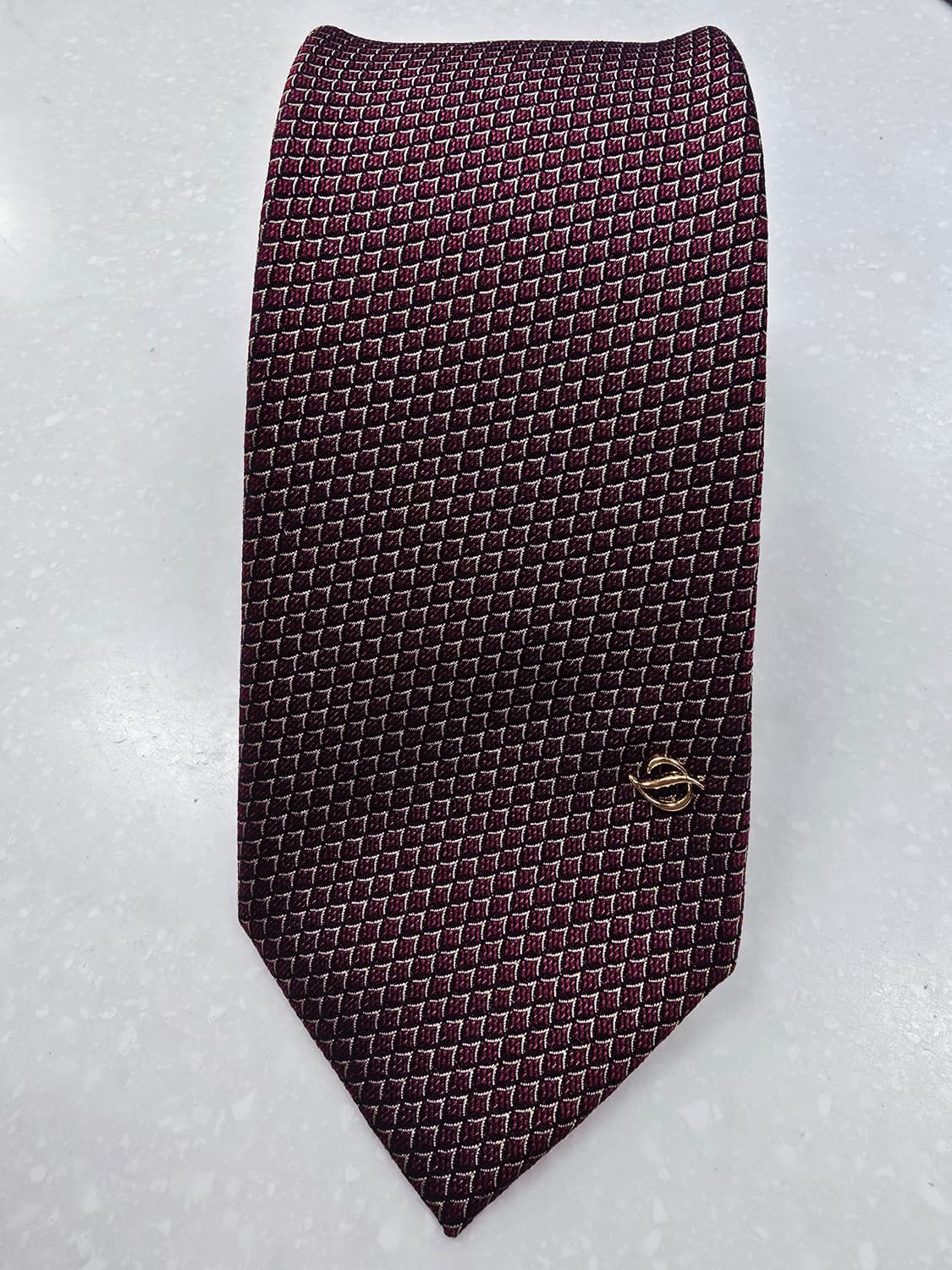 st 듀퐁 와인색 체크무늬 넥타이 상품이미지1