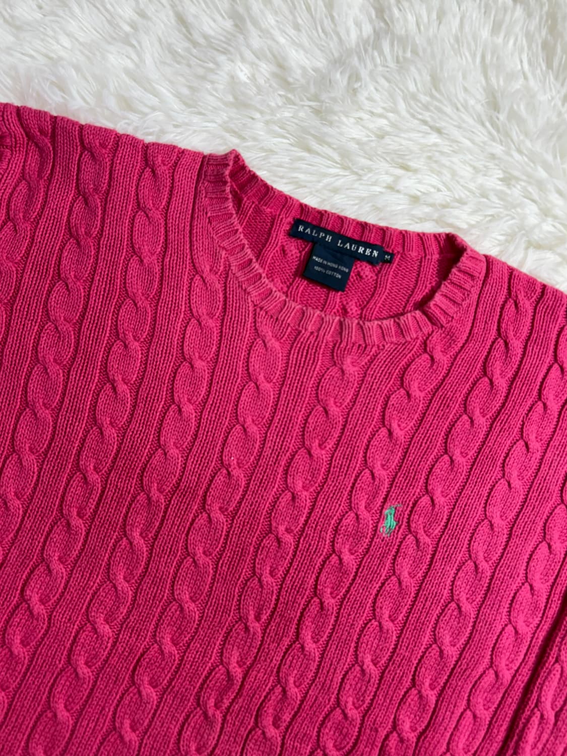 폴로 랄프로렌 핑크 포니 꽈배기 니트  상품이미지4