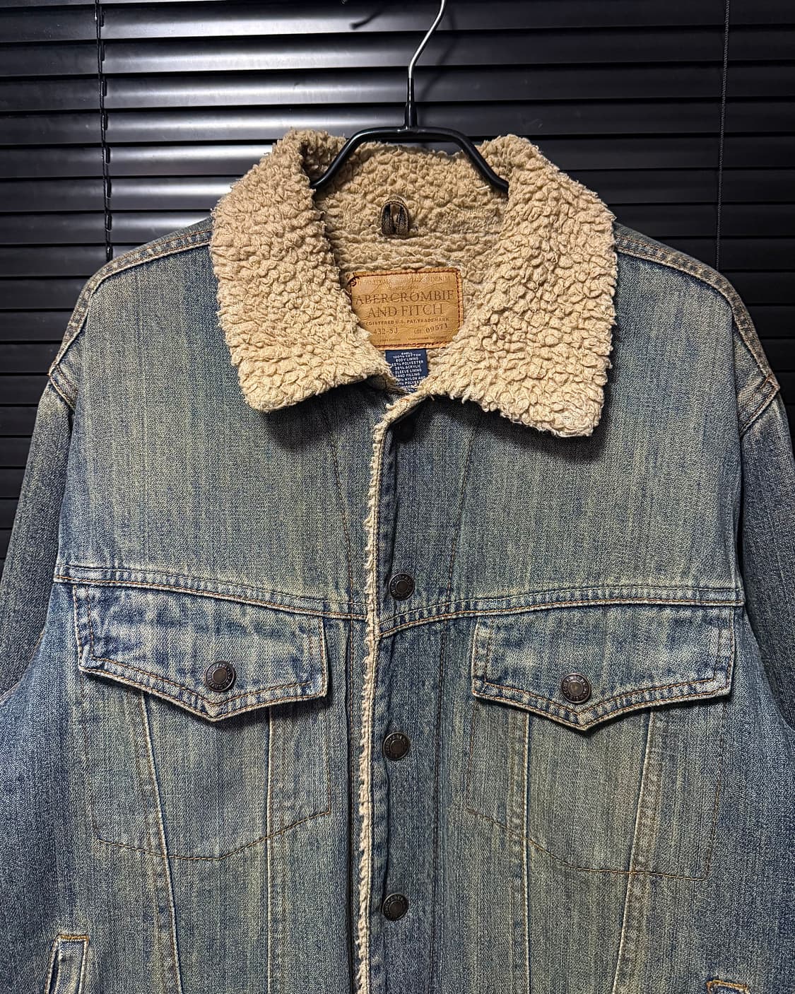 아베크롬비 워크 웨어 쉐르파 양털 워싱 데님 트러커 청자켓 L 웨스턴 상품이미지3