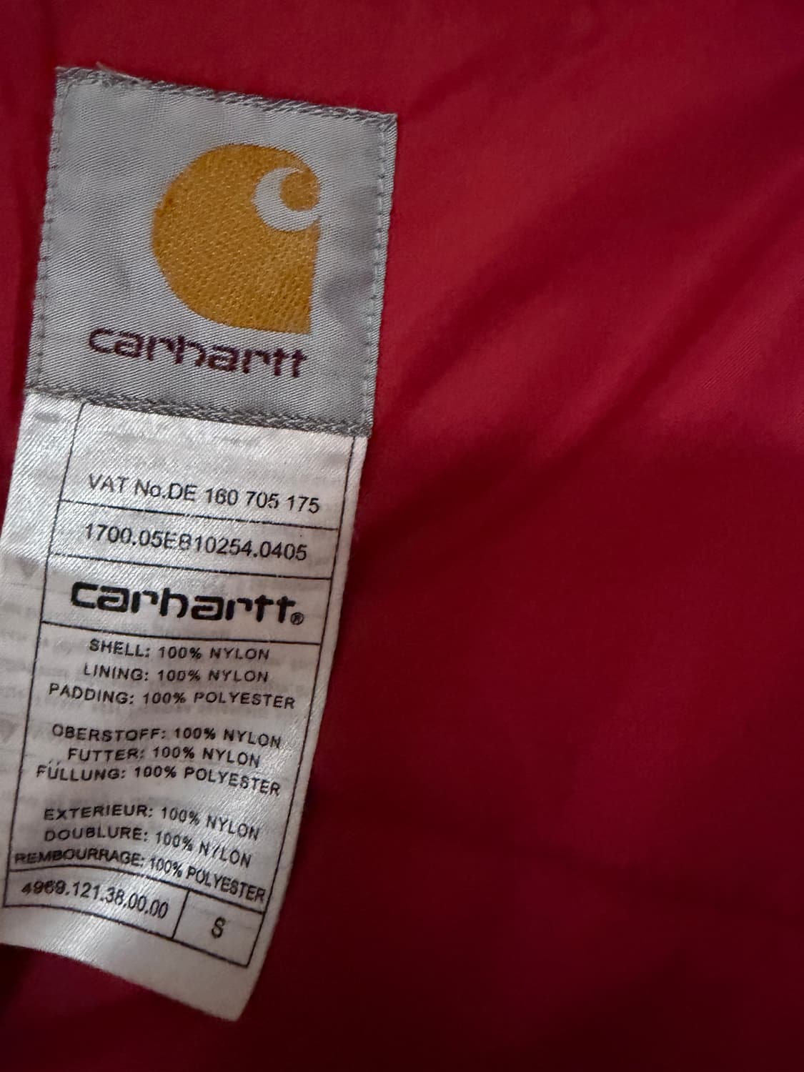칼하트 레드 후드 바람막이 패딩 자켓 s 남녀공용 상품이미지4