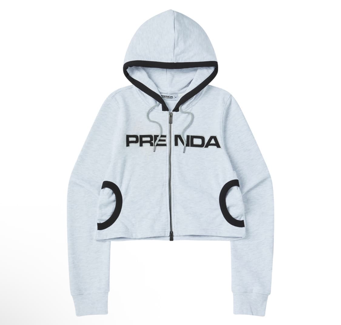 프렌다 크롭 스웨트 스트링 후드집업 상품이미지3