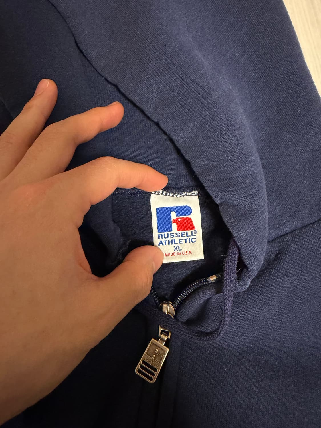 90s USA빈티지 러셀 후드집업 네이비 xl 상품이미지4