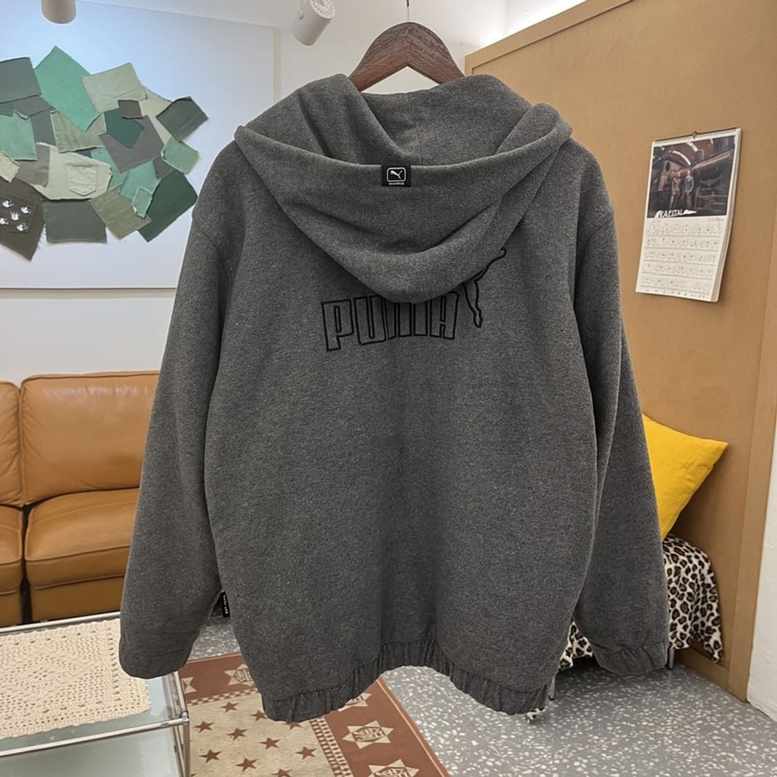 퓨마 캐주얼 빈티지 오버핏 후리스 후드집업 M C10430 상품이미지4