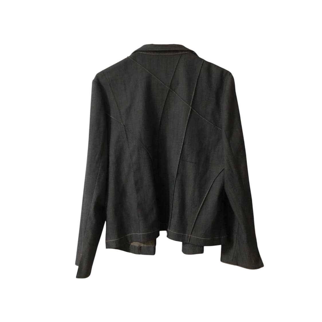 [LA'FERE] Grid Seam Black Denim Jacket 상품이미지2