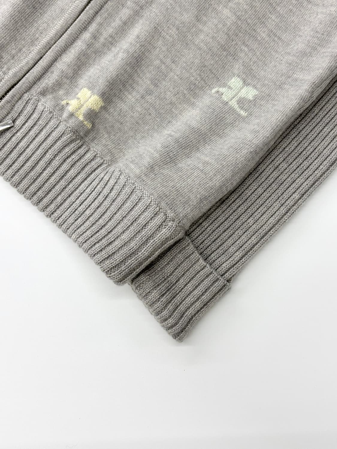 Courreges 꾸레쥬 로고 그레이 니트 집업 상품이미지7