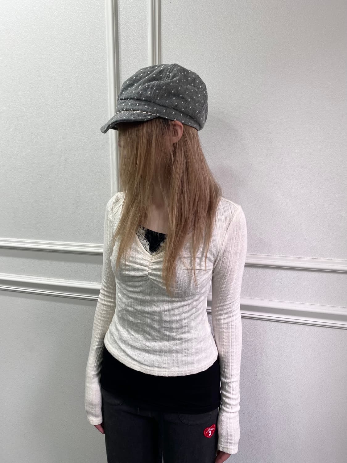 Lace Detail White Crop Slim Fit Sleeve 상품이미지1
