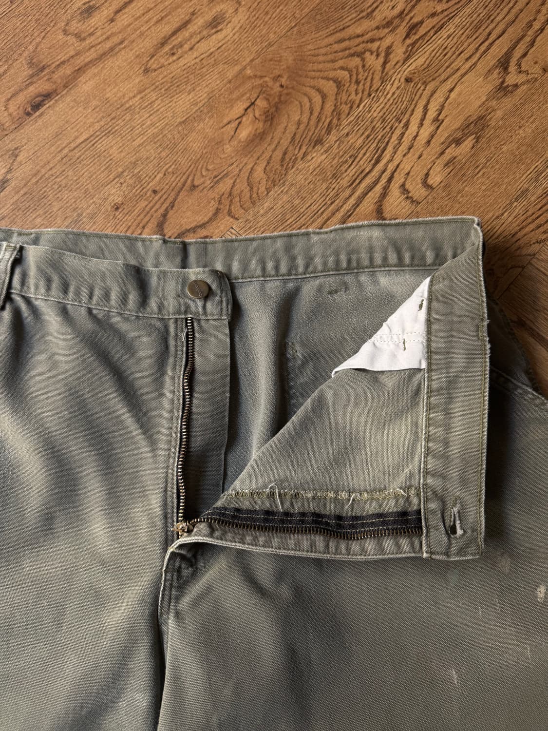 [40]칼하트 USA 더티워싱 모스그린 싱글니 카펜터 워크 팬츠 상품이미지3