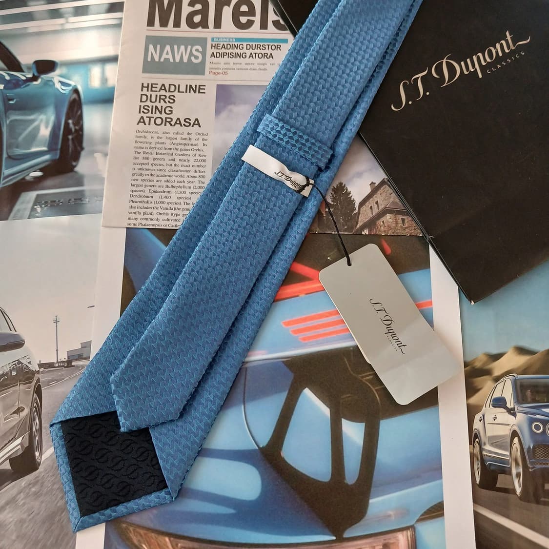 듀퐁 실크 스카이블루 자카드 로고 넥타이 8cm 새상품 A19036
 상품이미지4