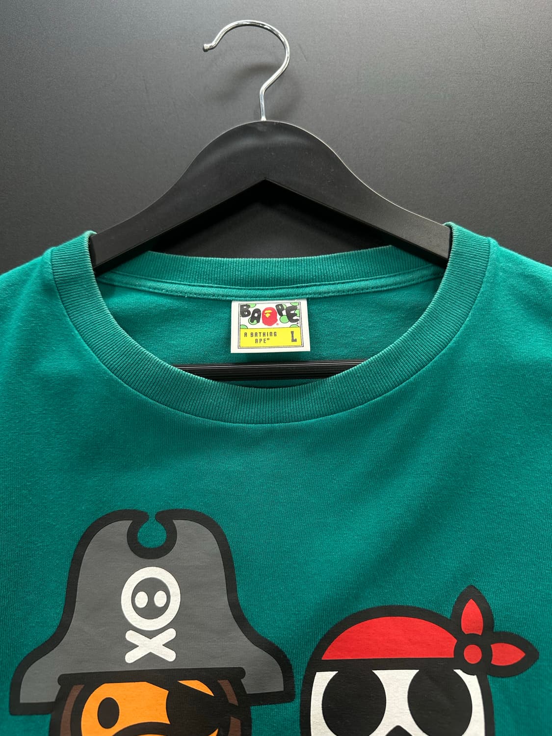 베이프 x PIRATE 해적마일로 반팔티 청록 상품이미지6