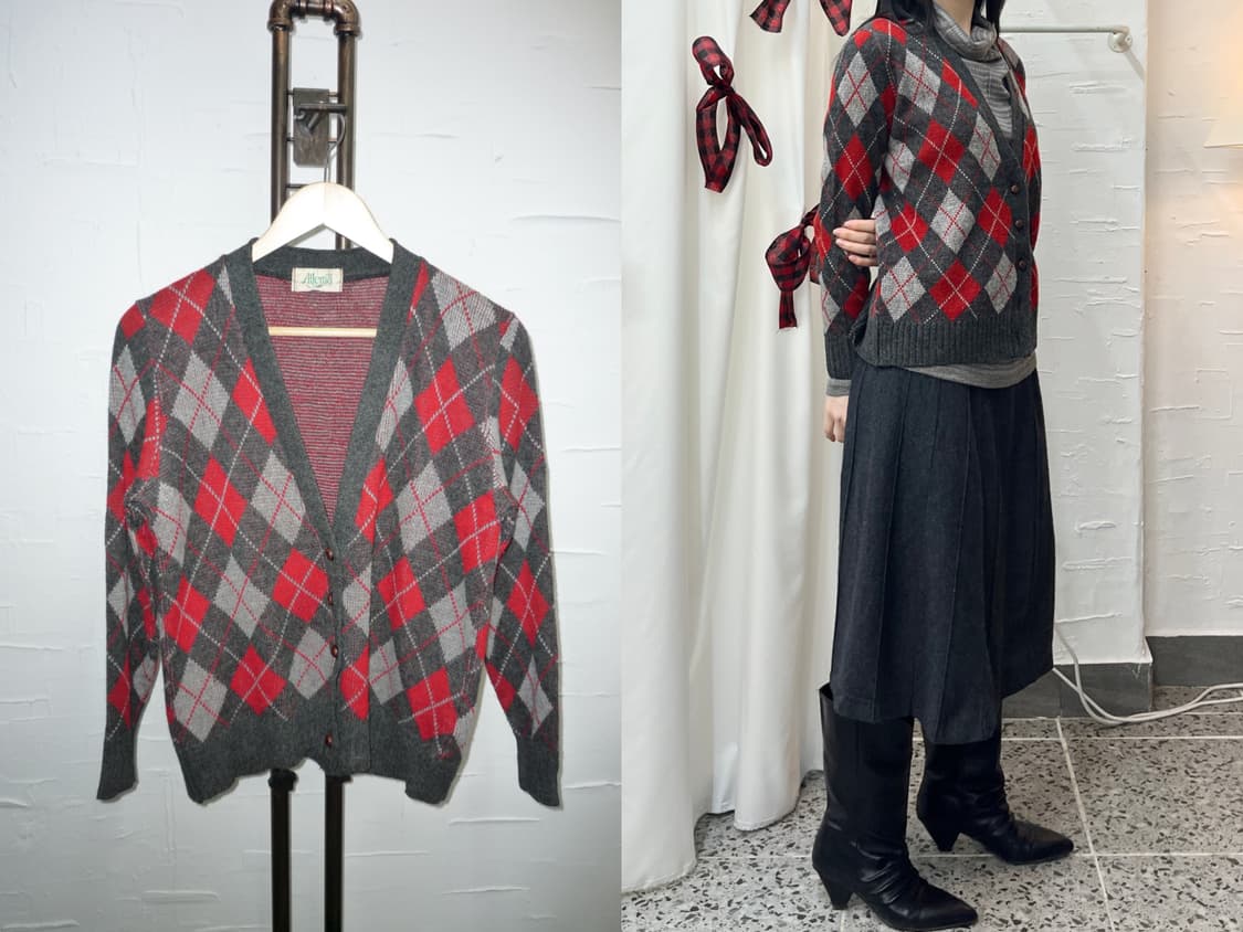 argyle knit cardigan 상품이미지1