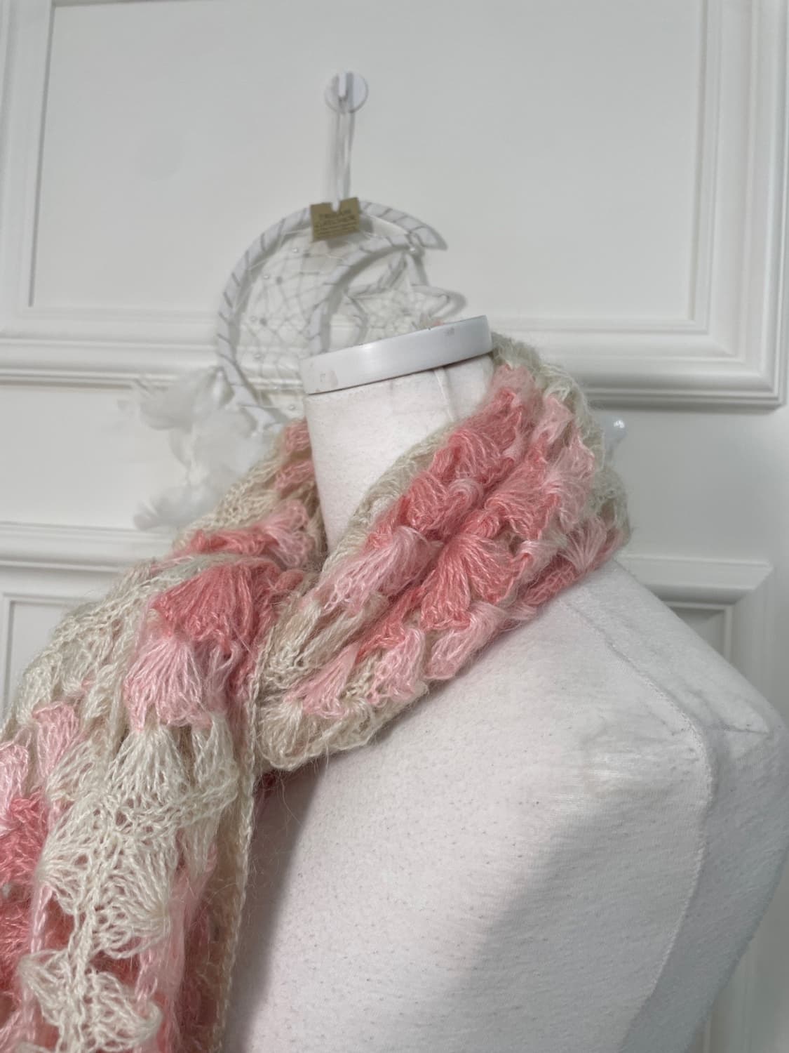 coral ivory flower motif muffler 상품이미지4